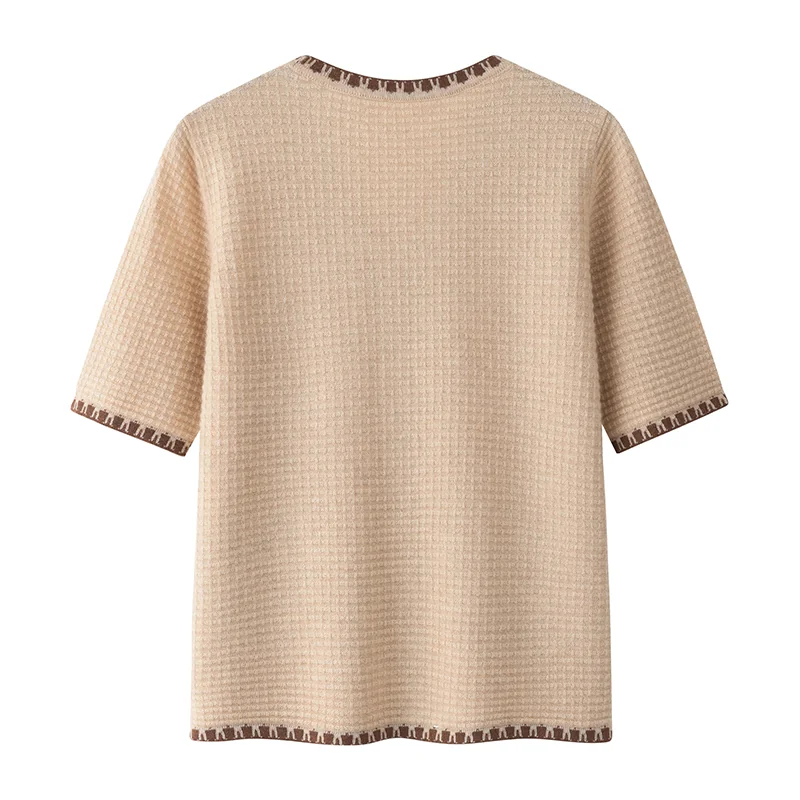 100% Cashmere, Cashmere button-front cardigan — Black Short sleeve, 14–15.5µm, Cashmere Garment / Women — detail view 2