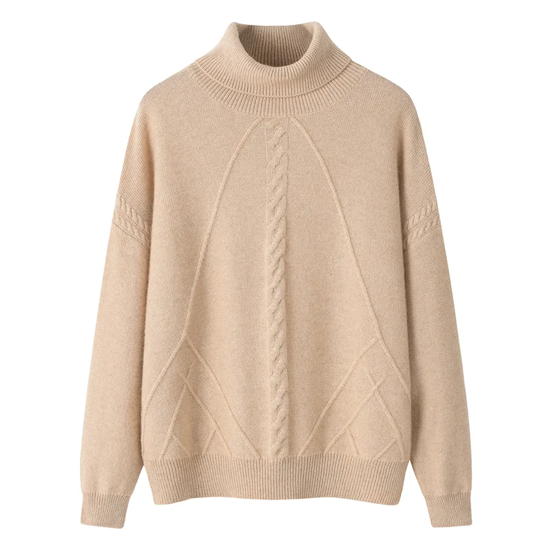 100% Cashmere, Cashmere crew-neck sweater — Beige, 14–15.5µm, Cashmere Garment / Women — detail view 3