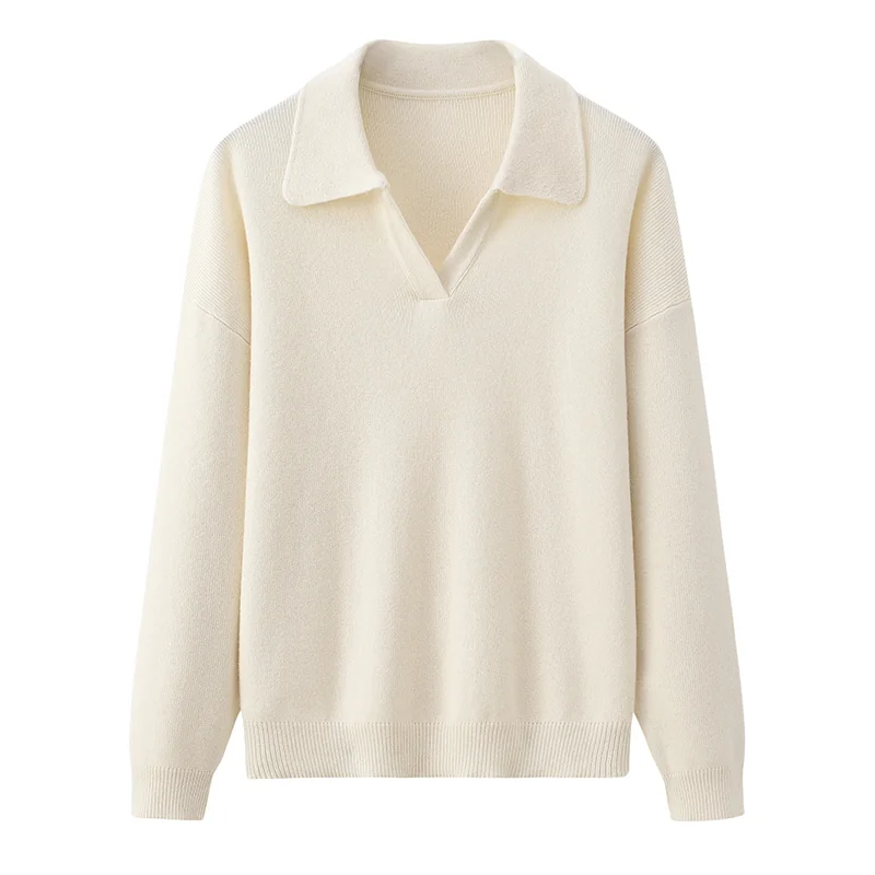 100% Cashmere, Cashmere crew-neck sweater — White, 14–15.5µm, Cashmere Garment / Women — detail view 3