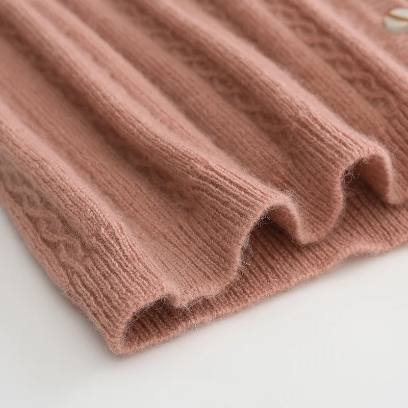 100% Cashmere, Cashmere button-front cardigan — White, 14–15.5µm, Cashmere Garment / Women — detail view 4