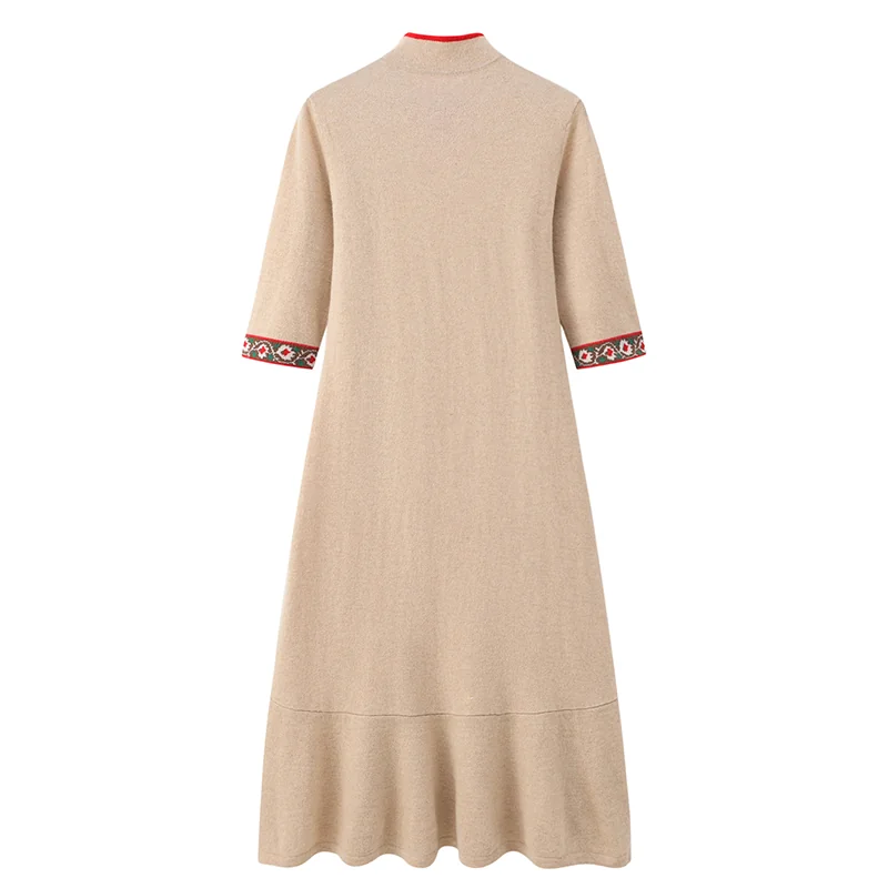 100% Cashmere, Cashmere knit dress — Navy Dress, 14–15.5µm, Cashmere Garment / Women — detail view 2
