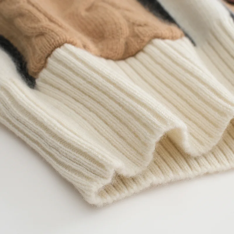 100% Cashmere, Cashmere button-front cardigan — Black Colour-block, 14–15.5µm, Cashmere Garment / Women — detail view 4