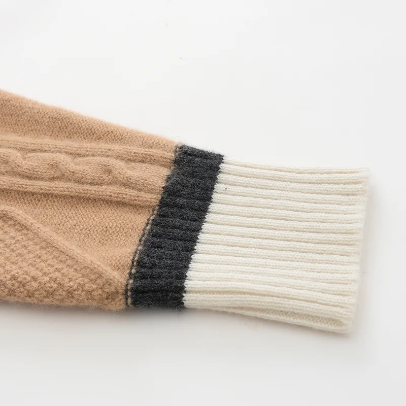100% Cashmere, Cashmere button-front cardigan — Black Colour-block, 14–15.5µm, Cashmere Garment / Women — detail view 5