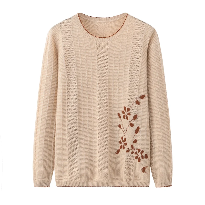 Cashmere crew-neck sweater — White Embroidered