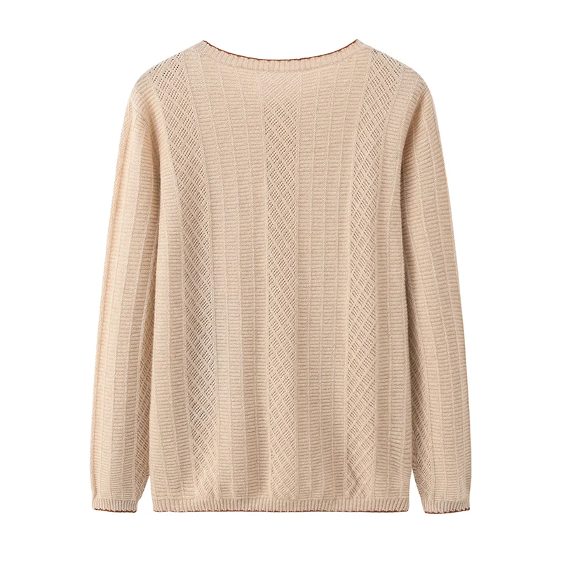 100% Cashmere, Cashmere crew-neck sweater — White Embroidered, 14–15.5µm, Cashmere Garment / Women — detail view 2