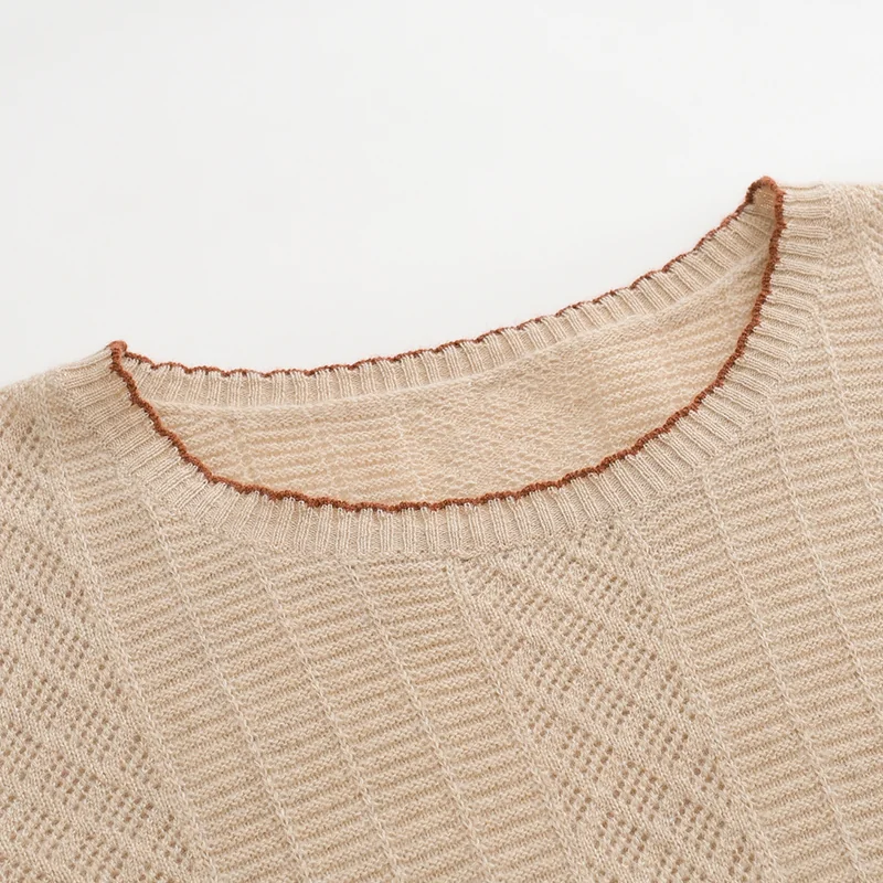 100% Cashmere, Cashmere crew-neck sweater — White Embroidered, 14–15.5µm, Cashmere Garment / Women — detail view 6