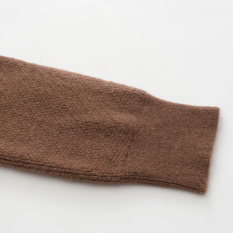 100% Cashmere, Cashmere button-front cardigan — Navy Deep V, 14–15.5µm, Cashmere Garment / Women — detail view 5
