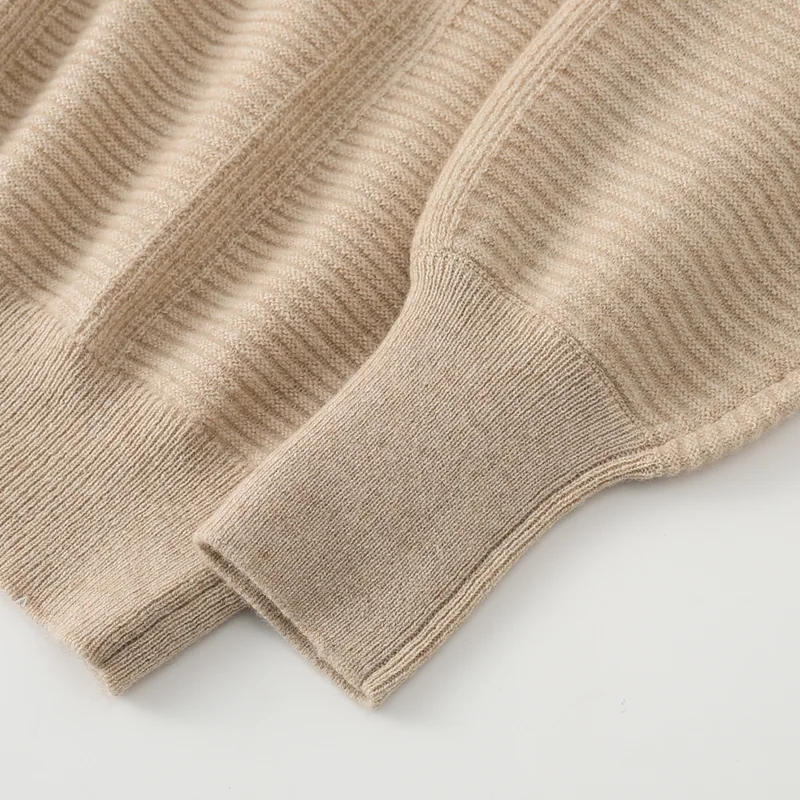 100% Cashmere, Cashmere crew-neck sweater — Camel, 14–15.5µm, Cashmere Garment / Women — detail view 5