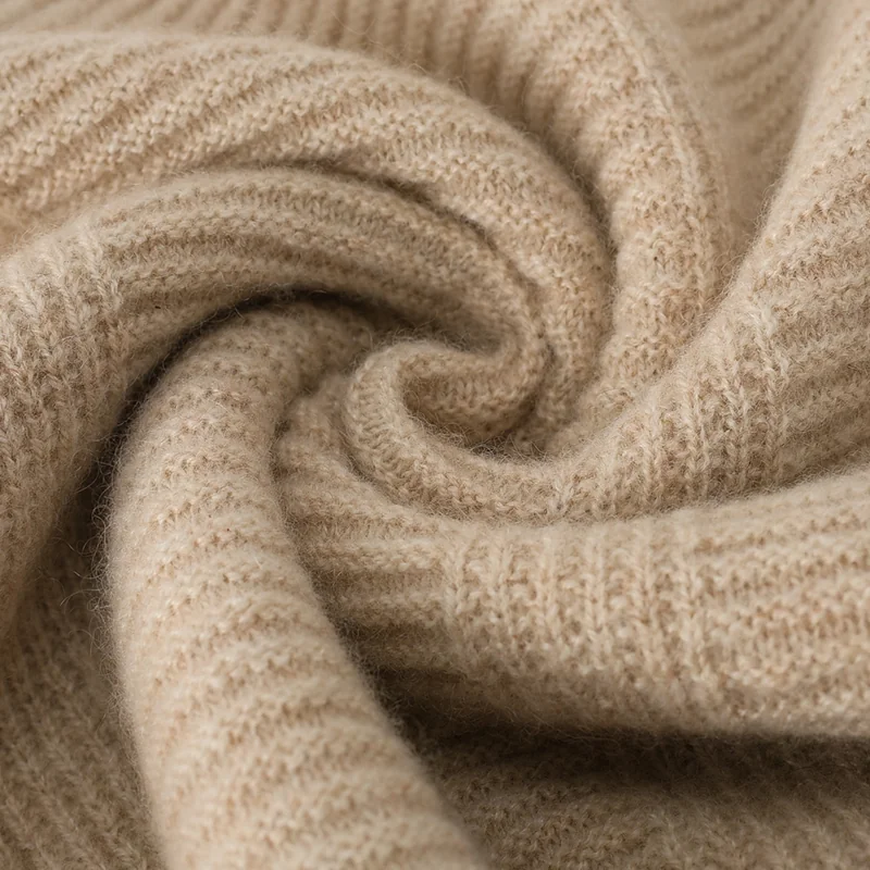 100% Cashmere, Cashmere crew-neck sweater — Camel, 14–15.5µm, Cashmere Garment / Women — detail view 6