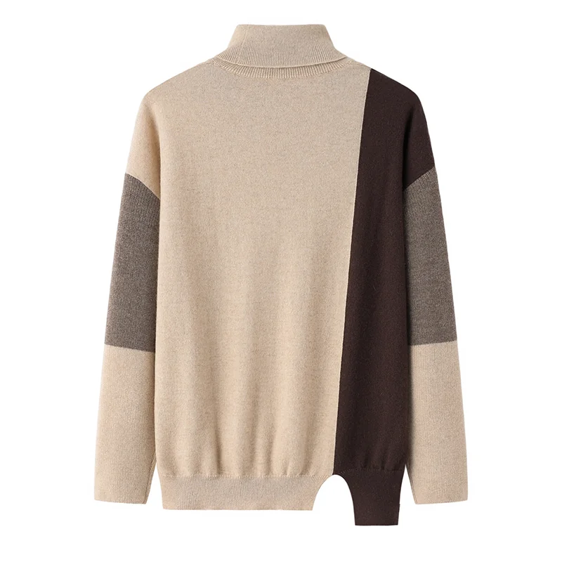 100% Cashmere, Cashmere crew-neck sweater — Grey Colour-block, 14–15.5µm, Cashmere Garment / Women — detail view 2