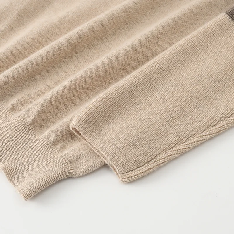 100% Cashmere, Cashmere crew-neck sweater — Grey Colour-block, 14–15.5µm, Cashmere Garment / Women — detail view 6