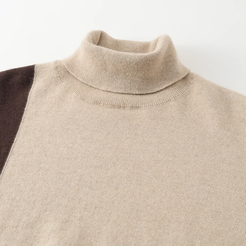100% Cashmere, Cashmere crew-neck sweater — Grey Colour-block, 14–15.5µm, Cashmere Garment / Women — detail view 7
