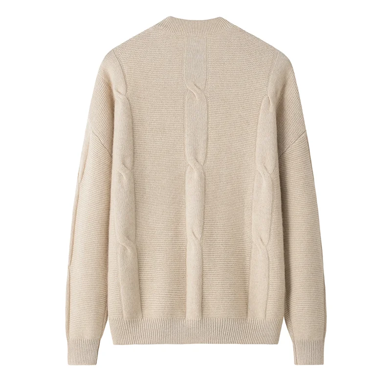100% Cashmere, Cashmere crew-neck sweater — Camel, 14–15.5µm, Cashmere Garment / Women — detail view 2