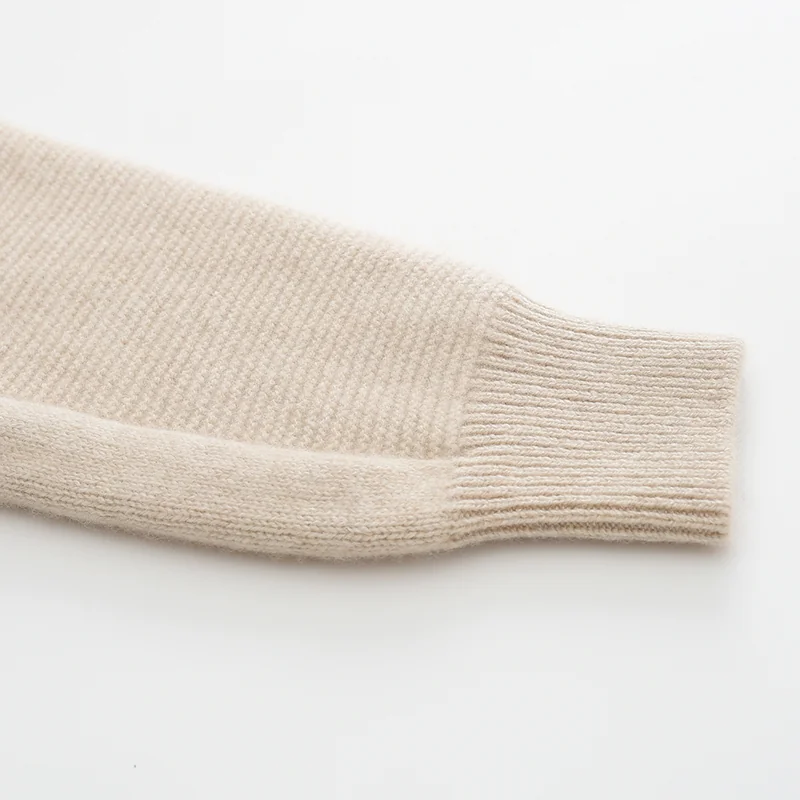 100% Cashmere, Cashmere crew-neck sweater — Camel, 14–15.5µm, Cashmere Garment / Women — detail view 7
