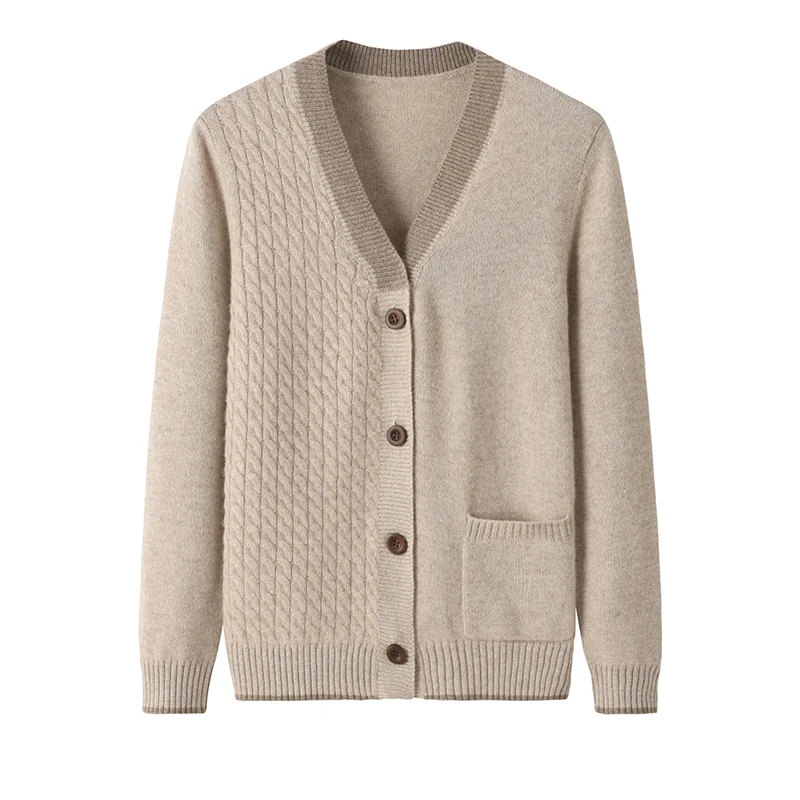 Cashmere button-front cardigan — Camel