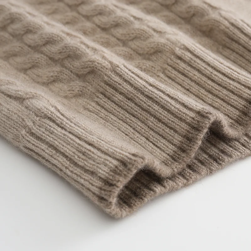 100% Cashmere, Cashmere button-front cardigan — Camel, 14–15.5µm, Cashmere Garment / Women — detail view 4