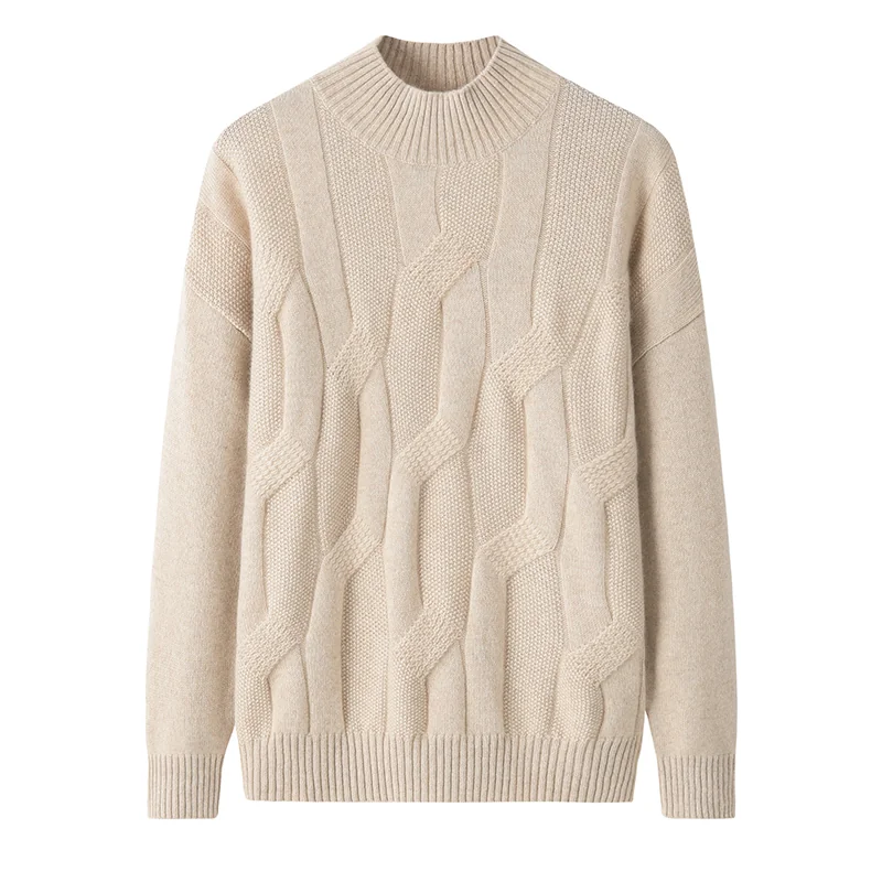 100% Cashmere, Cashmere crew-neck sweater — White, 14–15.5µm, Cashmere Garment / Women — detail view 3