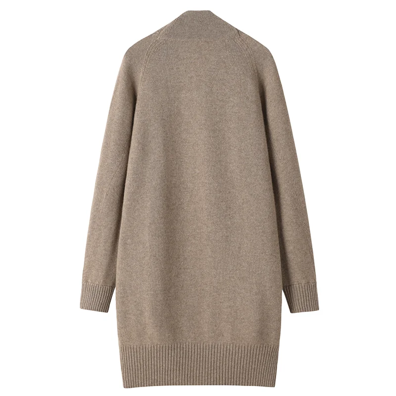100% Cashmere, Cashmere button-front cardigan — Grey Long cardigan, 14–15.5µm, Cashmere Garment / Women — detail view 2