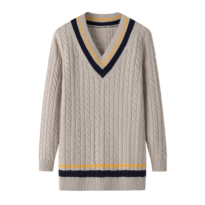 Cashmere crew-neck sweater — Contrast trim