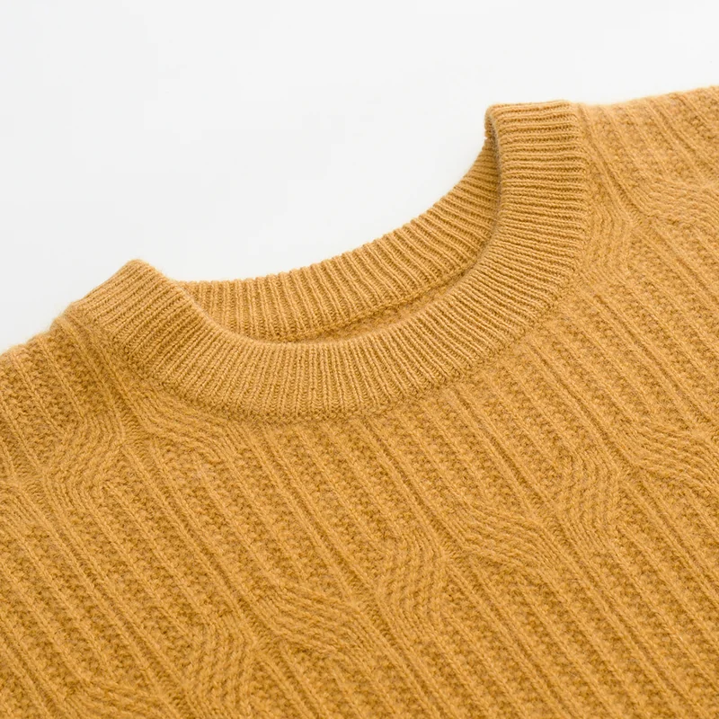 100% Cashmere, Cashmere crew-neck sweater — Camel, 14–15.5µm, Cashmere Garment / Women — detail view 7