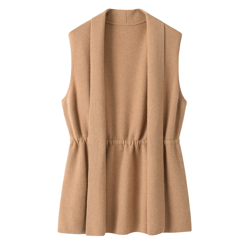 Cashmere sleeveless vest — Grey Long vest