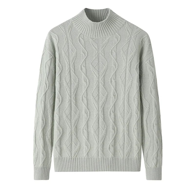 Cashmere crew-neck sweater — Grey Cable