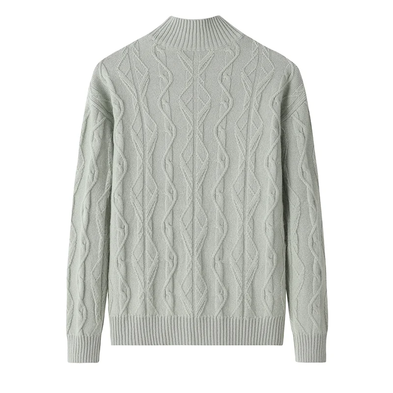 100% Cashmere, Cashmere crew-neck sweater — Grey Cable, 14–15.5µm, Cashmere Garment / Women — detail view 2