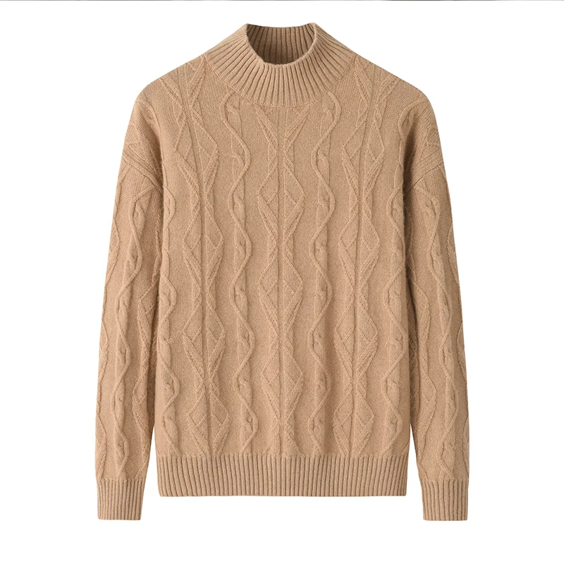 100% Cashmere, Cashmere crew-neck sweater — Grey Cable, 14–15.5µm, Cashmere Garment / Women — detail view 4