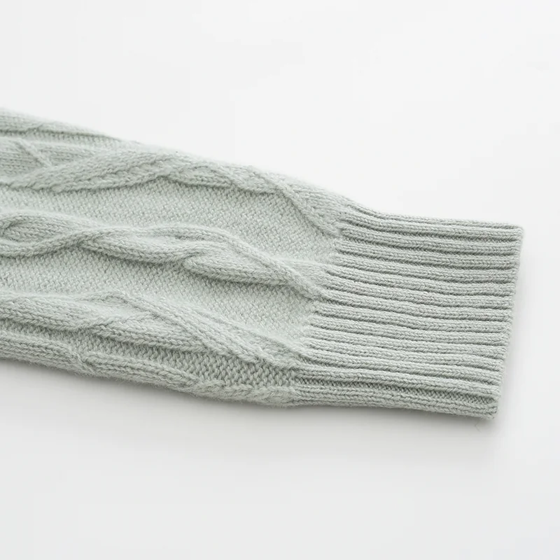 100% Cashmere, Cashmere crew-neck sweater — Grey Cable, 14–15.5µm, Cashmere Garment / Women — detail view 6