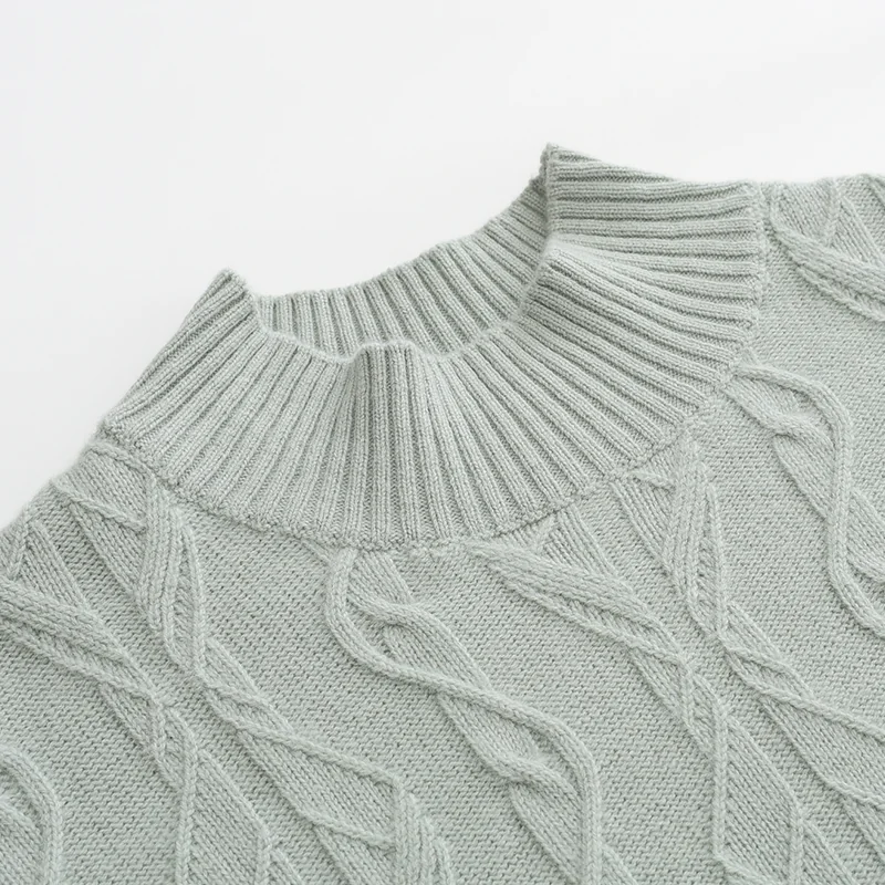 100% Cashmere, Cashmere crew-neck sweater — Grey Cable, 14–15.5µm, Cashmere Garment / Women — detail view 7