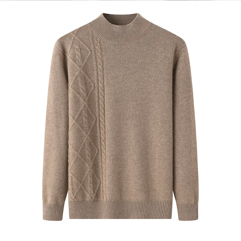 100% Cashmere, Cashmere crew-neck sweater — Beige Deep V, 14–15.5µm, Cashmere Garment / Women — detail view 4