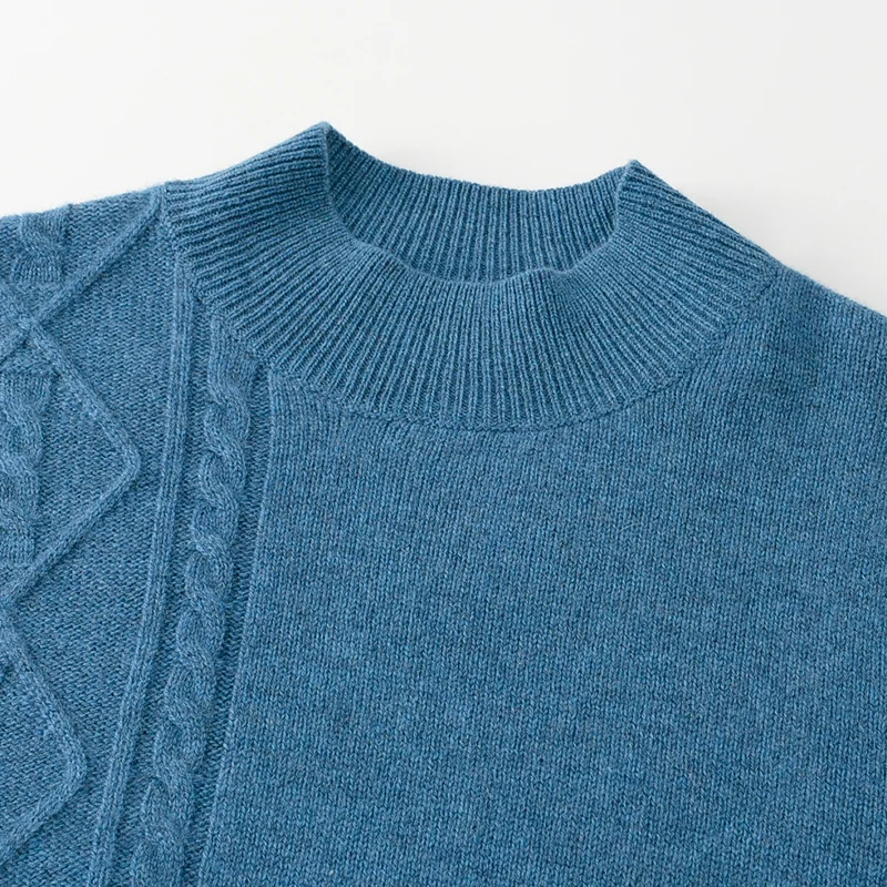 100% Cashmere, Cashmere crew-neck sweater — Beige Deep V, 14–15.5µm, Cashmere Garment / Women — detail view 7