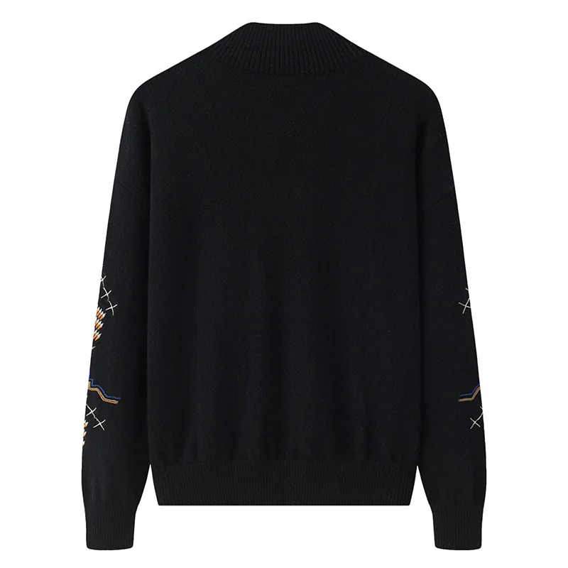 100% Cashmere, Cashmere crew-neck sweater — Red Jacquard, 14–15.5µm, Cashmere Garment / Women — detail view 2