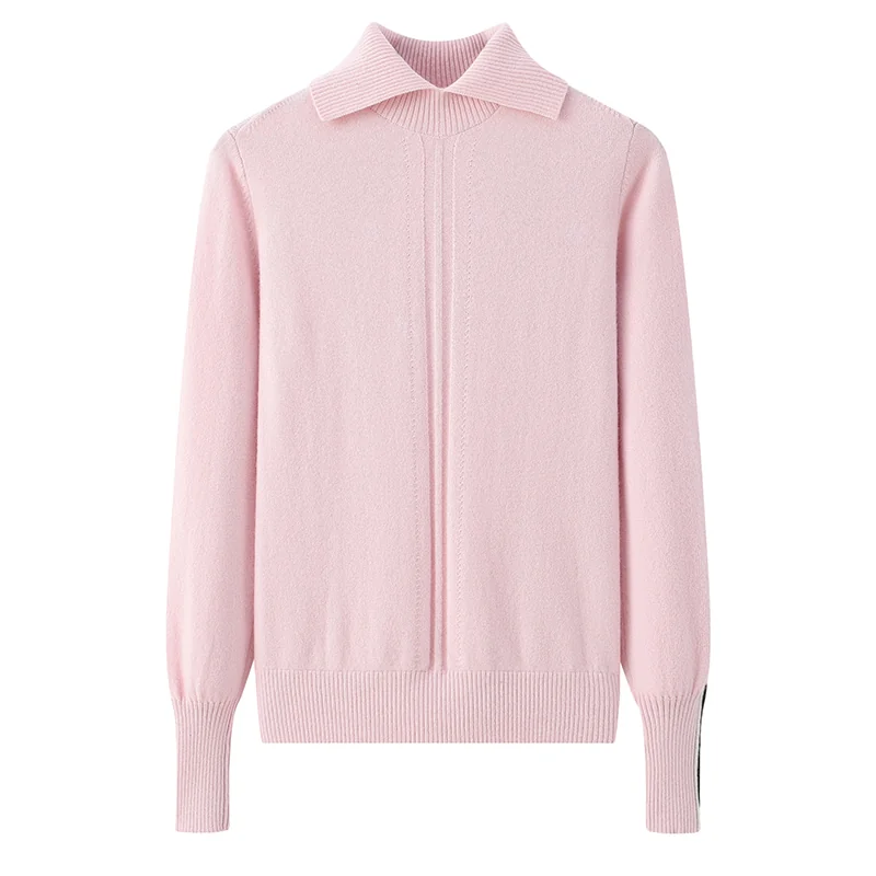 100% Cashmere, Cashmere crew-neck sweater — Pink, 14–15.5µm, Cashmere Garment / Women — detail view 3