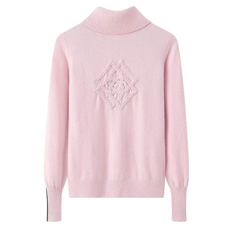 100% Cashmere, Cashmere crew-neck sweater — Pink, 14–15.5µm, Cashmere Garment / Women — detail view 4