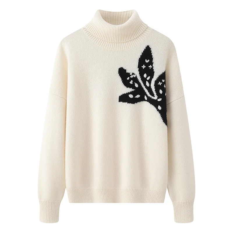 Cashmere crew-neck sweater — Red Embroidered