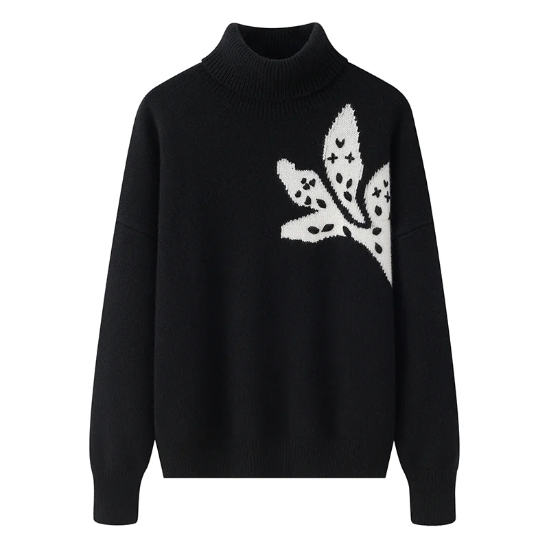 100% Cashmere, Cashmere crew-neck sweater — Red Embroidered, 14–15.5µm, Cashmere Garment / Women — detail view 4