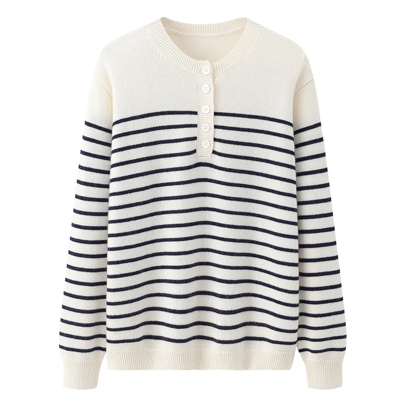 Cashmere crew-neck sweater — Striped