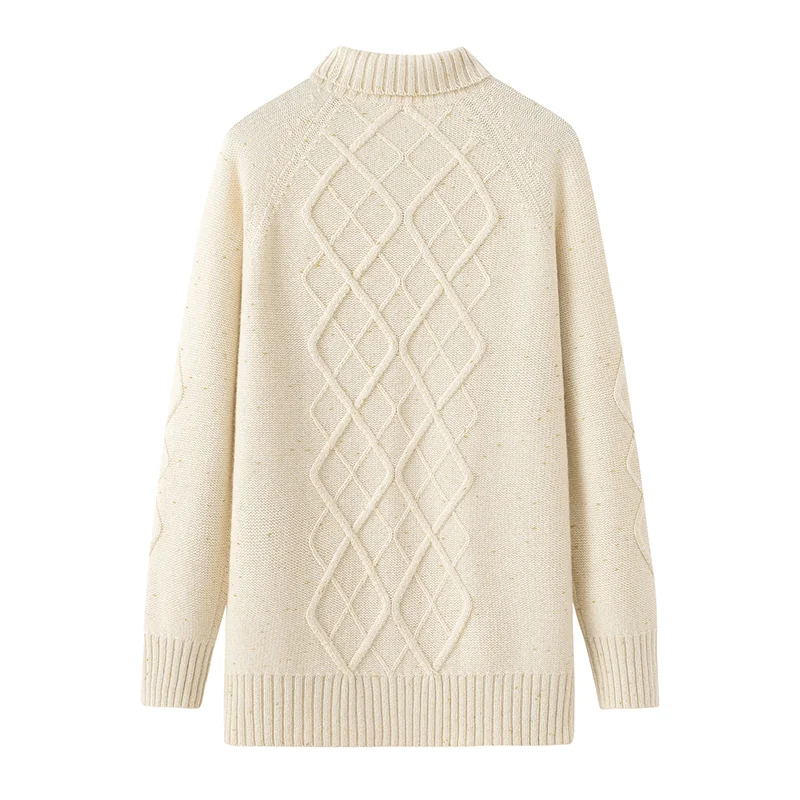 100% Cashmere, Cashmere crew-neck sweater — Black Cable, 14–15.5µm, Cashmere Garment / Women — detail view 2