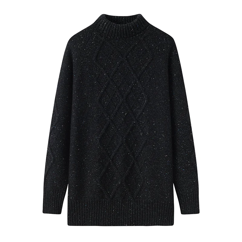 100% Cashmere, Cashmere crew-neck sweater — Black Cable, 14–15.5µm, Cashmere Garment / Women — detail view 3