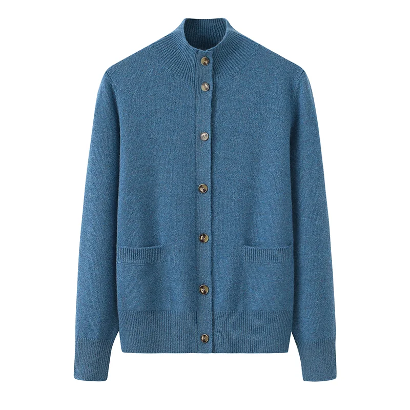 100% Cashmere, Cashmere button-front cardigan — Orange, 14–15.5µm, Cashmere Garment / Women — detail view 4