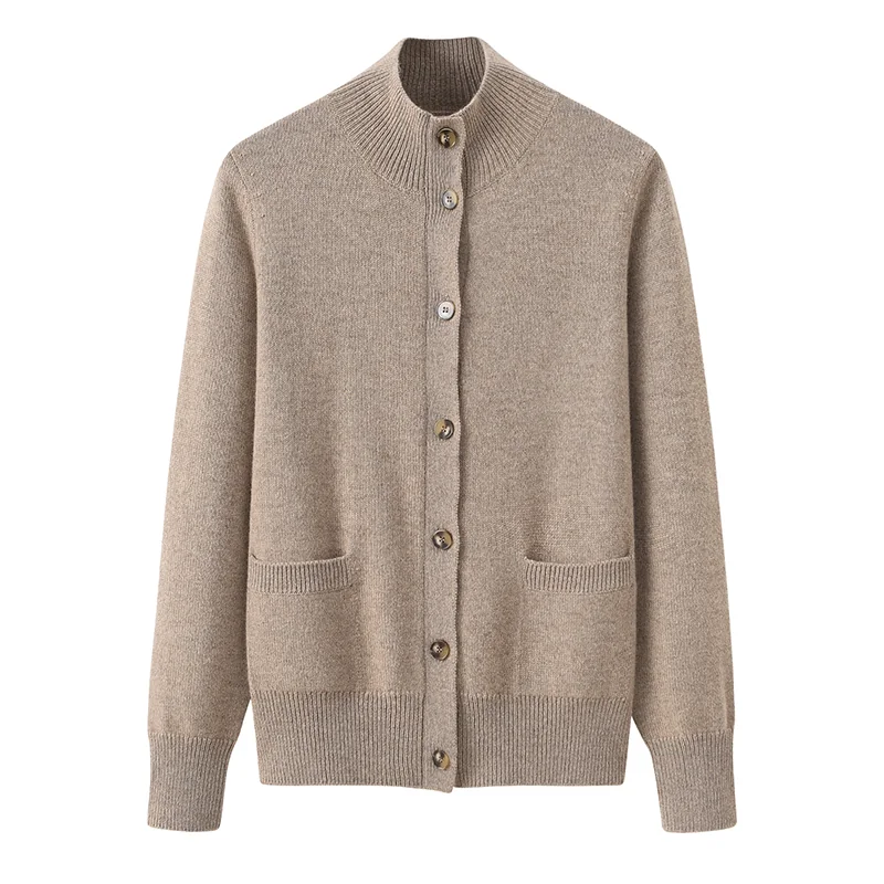 100% Cashmere, Cashmere button-front cardigan — Orange, 14–15.5µm, Cashmere Garment / Women — detail view 6