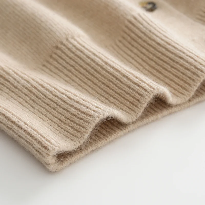 100% Cashmere, Cashmere button-front cardigan — Orange, 14–15.5µm, Cashmere Garment / Women — detail view 7