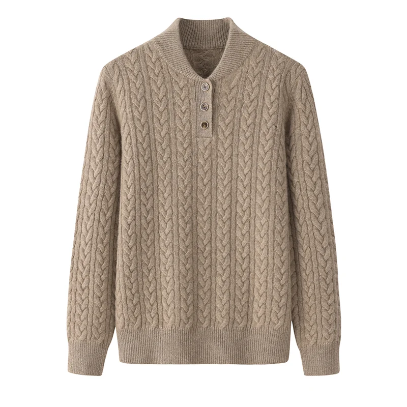 100% Cashmere, Cashmere button-front cardigan — Green, 14–15.5µm, Cashmere Garment / Women — detail view 5