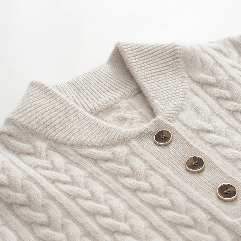 100% Cashmere, Cashmere button-front cardigan — Green, 14–15.5µm, Cashmere Garment / Women — detail view 9
