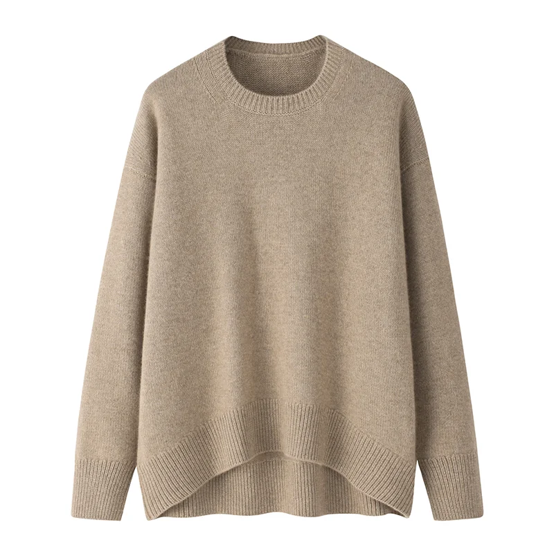 100% Cashmere, Cashmere crew-neck sweater — White, 14–15.5µm, Cashmere Garment / Women — detail view 4