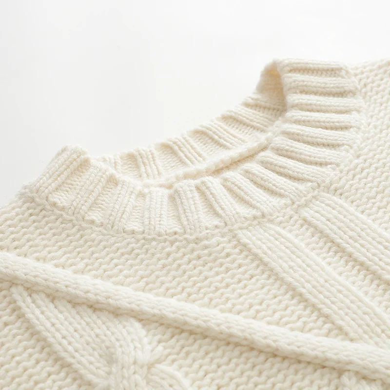 100% Cashmere, Cashmere crew-neck sweater — Orange Cable, 14–15.5µm, Cashmere Garment / Women — detail view 7