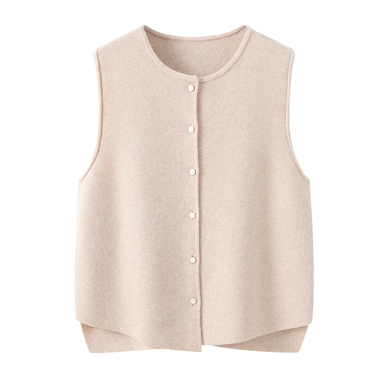 Cashmere sleeveless vest — Camel