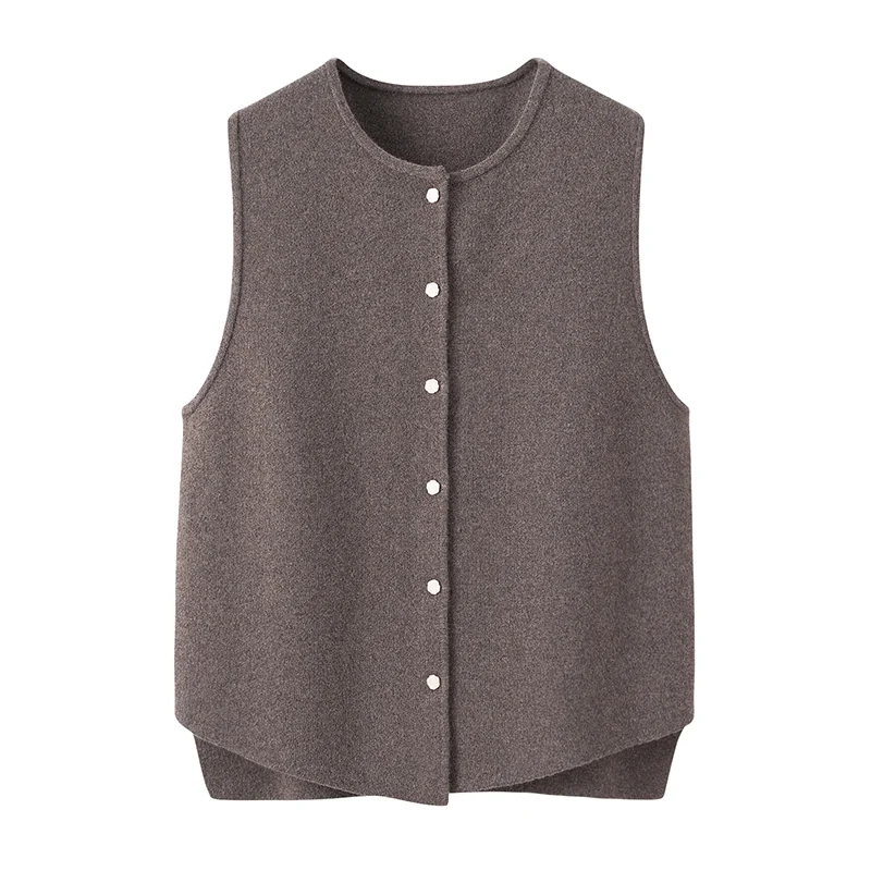 100% Cashmere, Cashmere sleeveless vest — Camel, 14–15.5µm, Cashmere Garment / Women — detail view 3