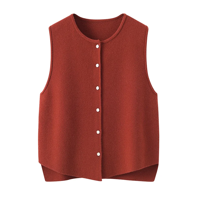 100% Cashmere, Cashmere sleeveless vest — Camel, 14–15.5µm, Cashmere Garment / Women — detail view 4